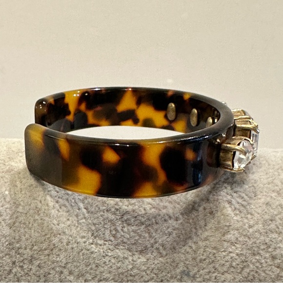 J. Crew Bracelet- Cuff in Faux Tortoise w/ clear crystals - small - Picture 5 of 12